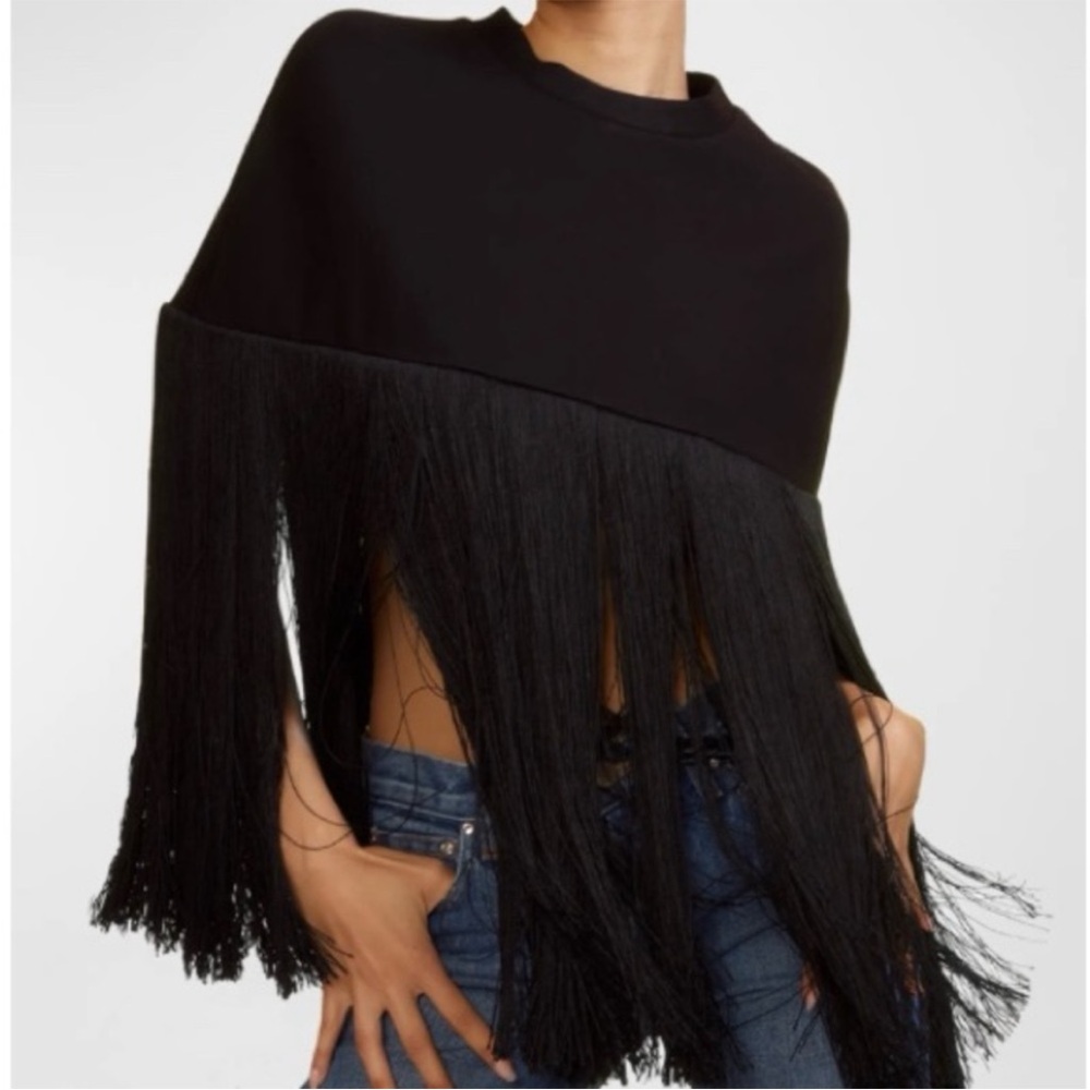 Cynthia Rowley fringed capelet M/L